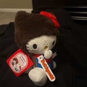 Sanrio Monchhichi x Hello Kitty Plush with Red and Blue Outfit